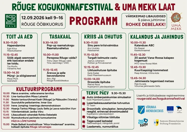 Rõuge kogukonnafestival toob 12. septembril kokku maaelu parimad palad